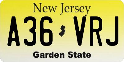 NJ license plate A36VRJ