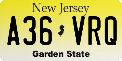 NJ license plate A36VRQ