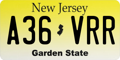 NJ license plate A36VRR