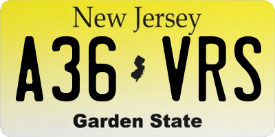 NJ license plate A36VRS