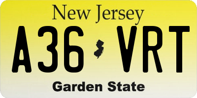 NJ license plate A36VRT