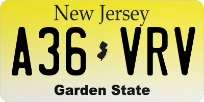 NJ license plate A36VRV
