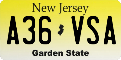 NJ license plate A36VSA
