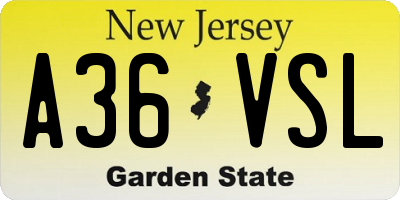 NJ license plate A36VSL