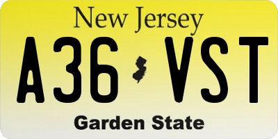 NJ license plate A36VST