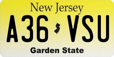NJ license plate A36VSU