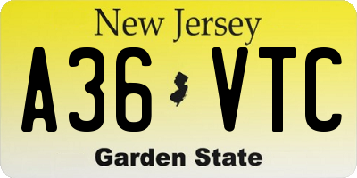 NJ license plate A36VTC