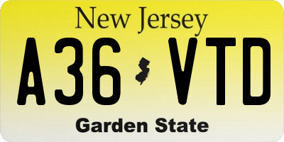NJ license plate A36VTD