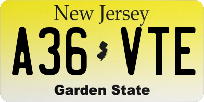 NJ license plate A36VTE