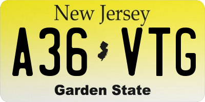 NJ license plate A36VTG