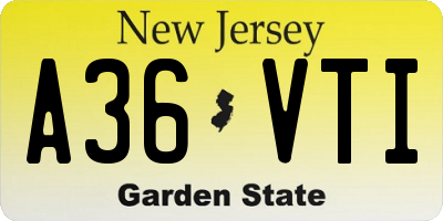NJ license plate A36VTI
