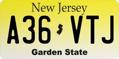 NJ license plate A36VTJ