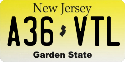 NJ license plate A36VTL