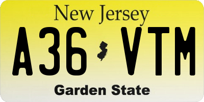 NJ license plate A36VTM