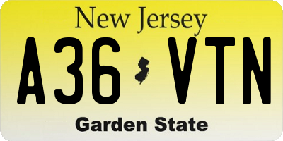 NJ license plate A36VTN