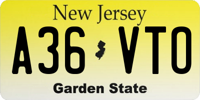 NJ license plate A36VTO