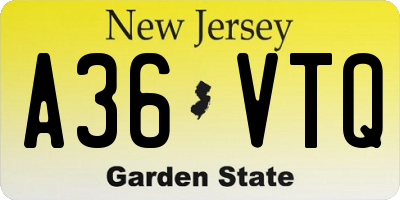 NJ license plate A36VTQ