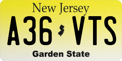 NJ license plate A36VTS