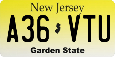 NJ license plate A36VTU