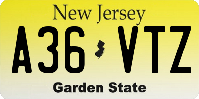 NJ license plate A36VTZ