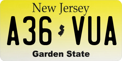 NJ license plate A36VUA
