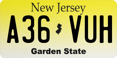 NJ license plate A36VUH