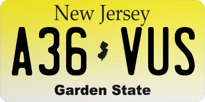 NJ license plate A36VUS