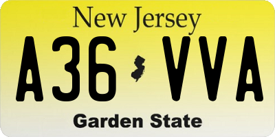 NJ license plate A36VVA