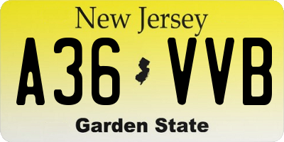 NJ license plate A36VVB