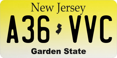 NJ license plate A36VVC
