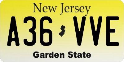 NJ license plate A36VVE