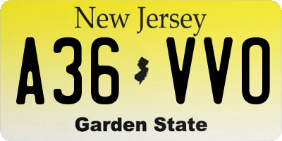 NJ license plate A36VVO