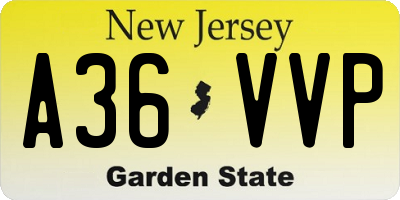 NJ license plate A36VVP