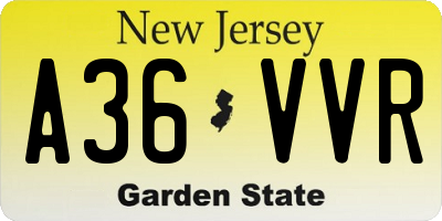 NJ license plate A36VVR