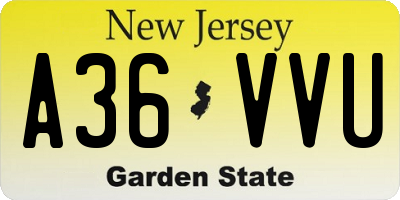 NJ license plate A36VVU