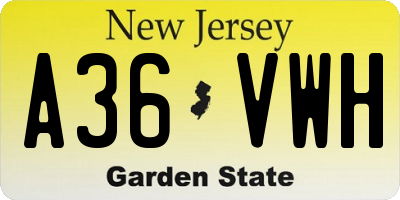 NJ license plate A36VWH