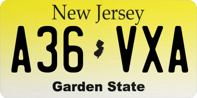 NJ license plate A36VXA