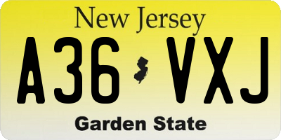 NJ license plate A36VXJ
