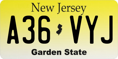 NJ license plate A36VYJ