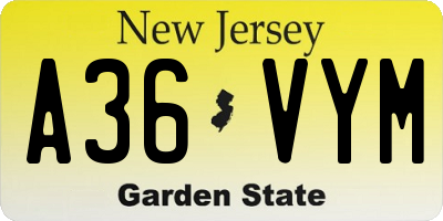 NJ license plate A36VYM