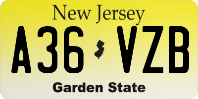 NJ license plate A36VZB