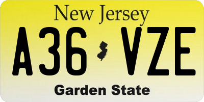 NJ license plate A36VZE