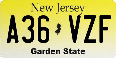 NJ license plate A36VZF