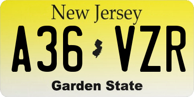 NJ license plate A36VZR