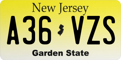 NJ license plate A36VZS