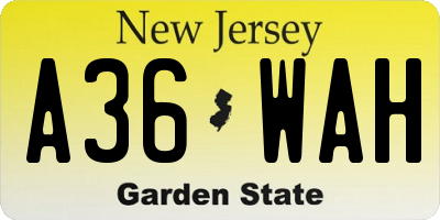 NJ license plate A36WAH