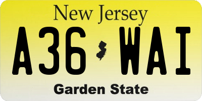NJ license plate A36WAI