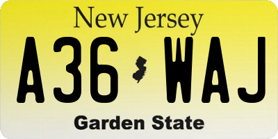 NJ license plate A36WAJ
