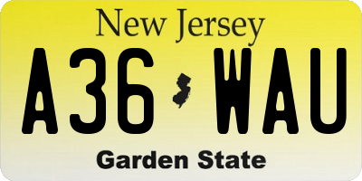 NJ license plate A36WAU