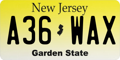 NJ license plate A36WAX